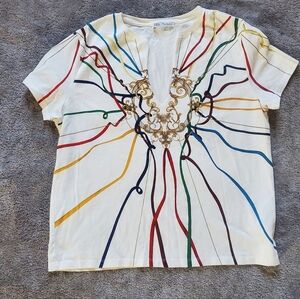 Zara Multicolor Graphic Women's Top Size M